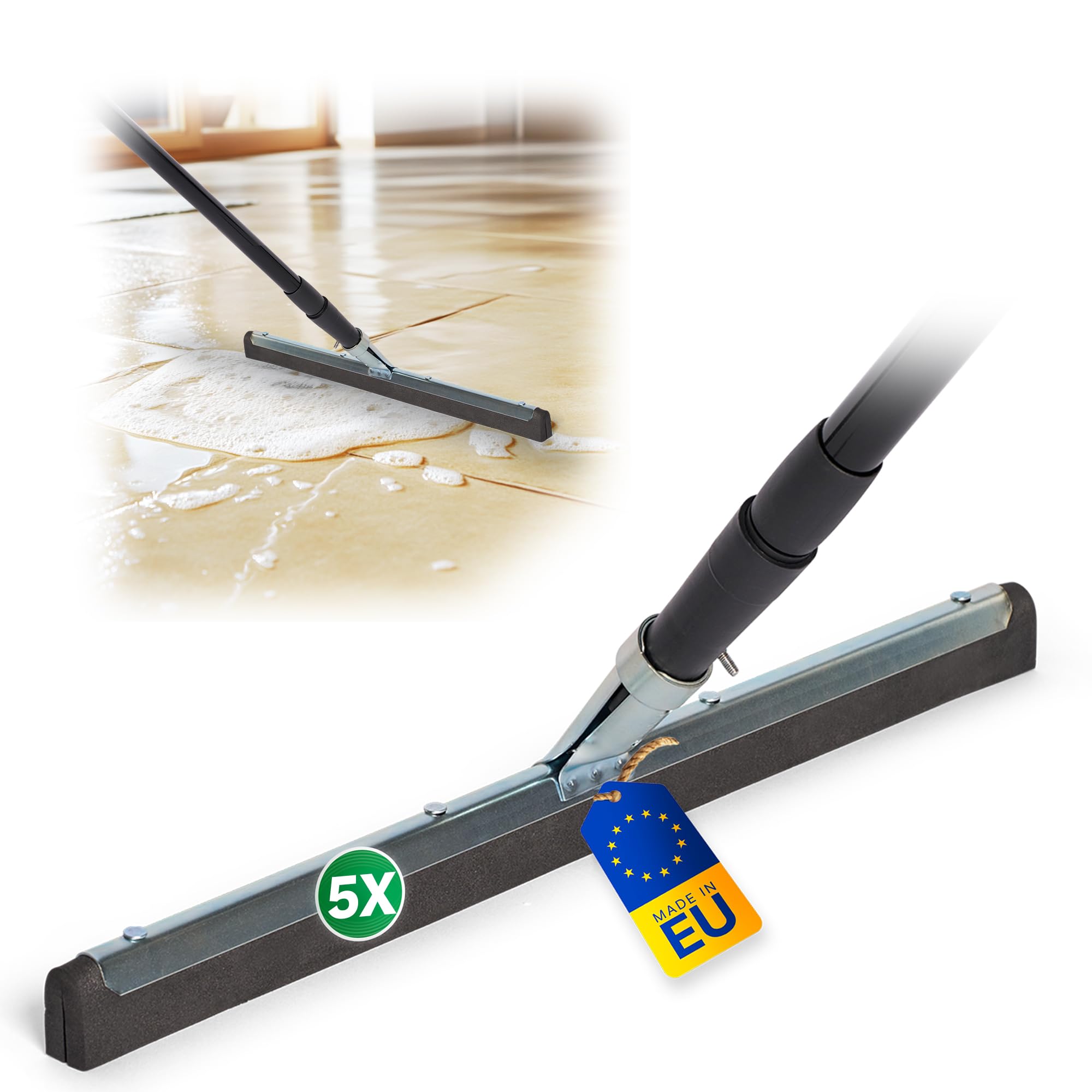 Novaliv 5 extractores de agua de 45 cm para suelo de ducha con mango de 130 cm, extractores de ducha, limpiadores de suelo, ventanas, limpiadores de agua, limpiacristales profesionales