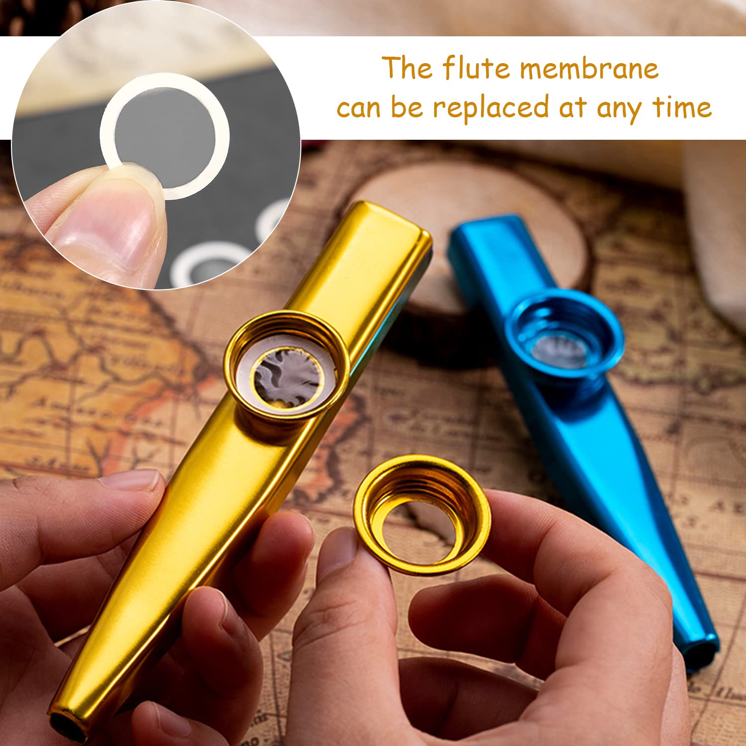 6 pieces of Kazoo with strap, with 12 pieces of Kazoo film, 6