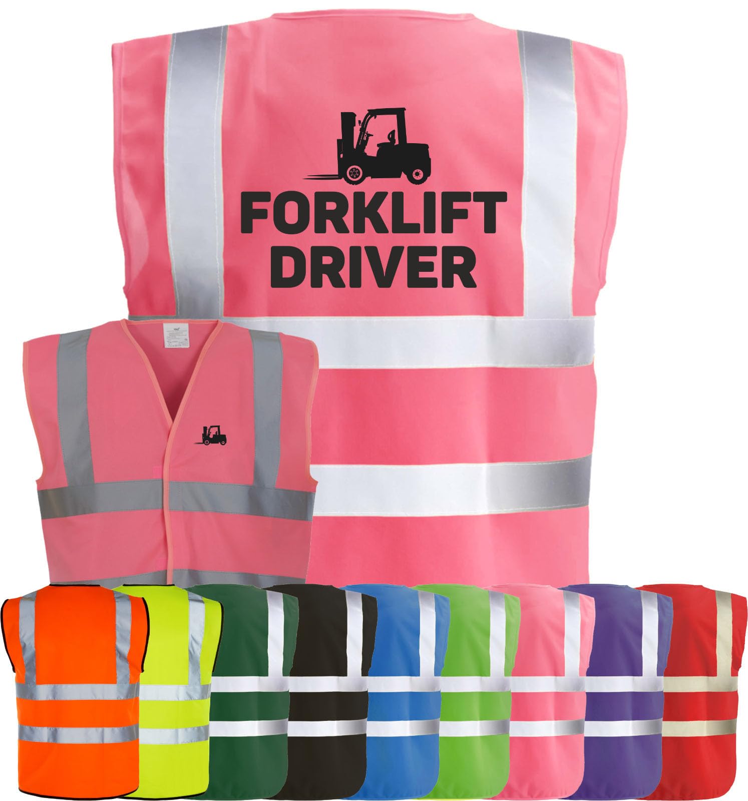 Corporate Togs FORKLIFT TRUCK DRIVER High Visibility Safety Vest Waistcoat Tabard, Health & Safety Compliant Vest, 2 Band & brace Hi-Vis Strips | Protective Safety Wear