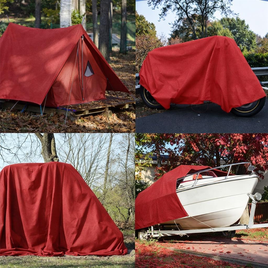 Zuperia Heavy Duty Canvas Tarp (6' x 8' ft - Pack of 2) with Rustproof Grommets, UV Resistant & Tear Resistant Multipurpose Tarpaulin Cover for Outdoor, Industrial & Commercial Use (Burgundy)