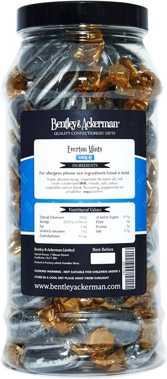 Everton Mints Sweets - (440g) Original Retro Sweets Gift Jar By Bentley & Ackerman's Sweet Shop.