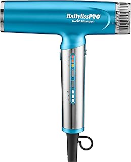 BaBylissPRO Nano Titanium Professional Nano Light Ionic Dual-Voltage Lightweight Hair Dryer, Portable Travel Professional Styling Tool with Diffuser, Blow Dryer Set for All Hair Types