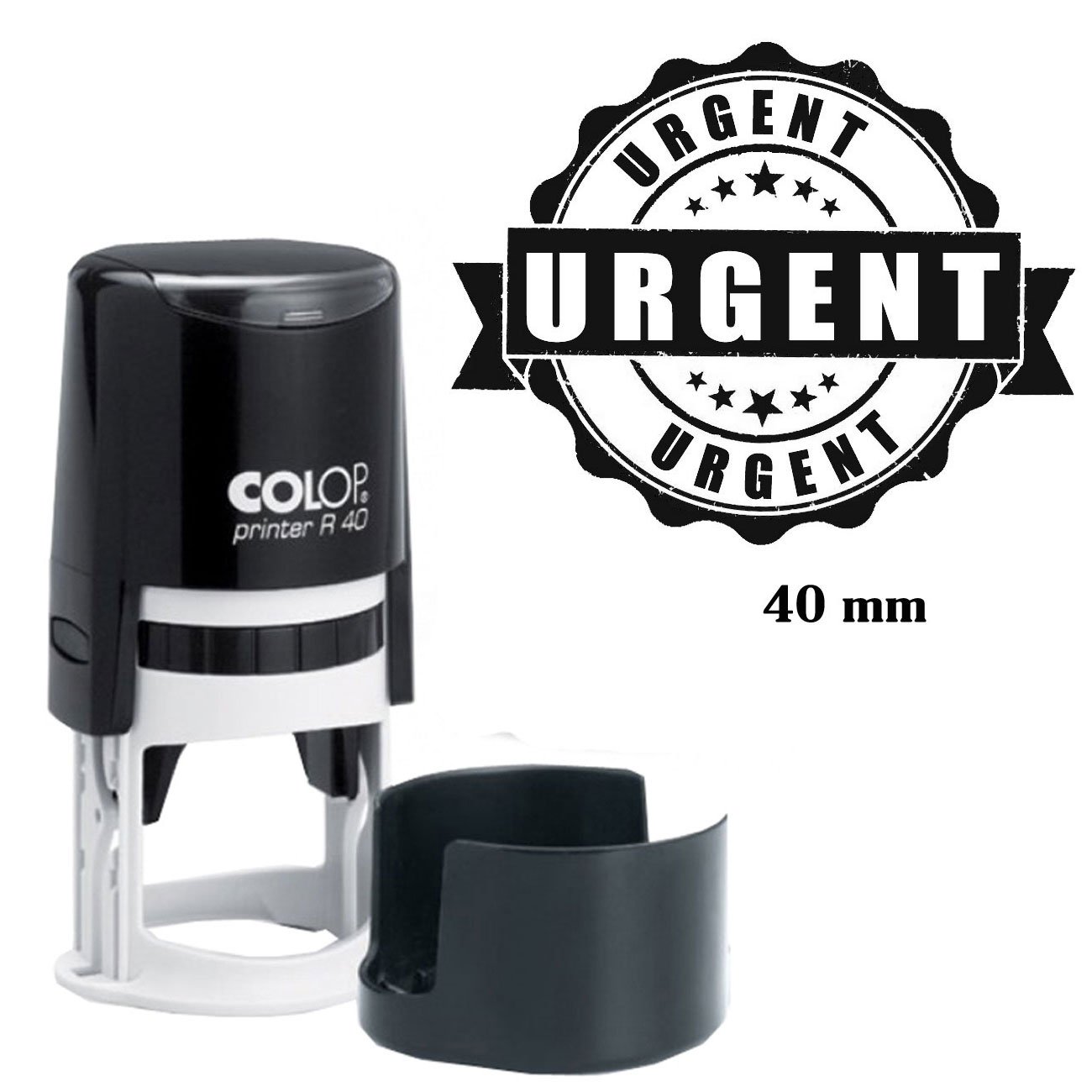 PrinttooURGENT Stamp Self Inking Rubber Colop Round Stamper Office Stationary - Black Ink 40mm