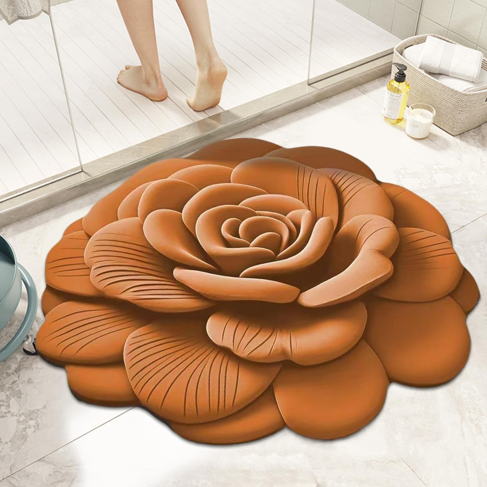 Alfombras de Ducha para baño, Alfombrilla de Ducha Antideslizante Floral 3D, Almohadilla de Reutilizable para Puertas, Puertas, pasillos, entradas, Alfombra de | Reutilizable En Entrada De Aseo, Sala De Estar, Dormitorio Y Cocina