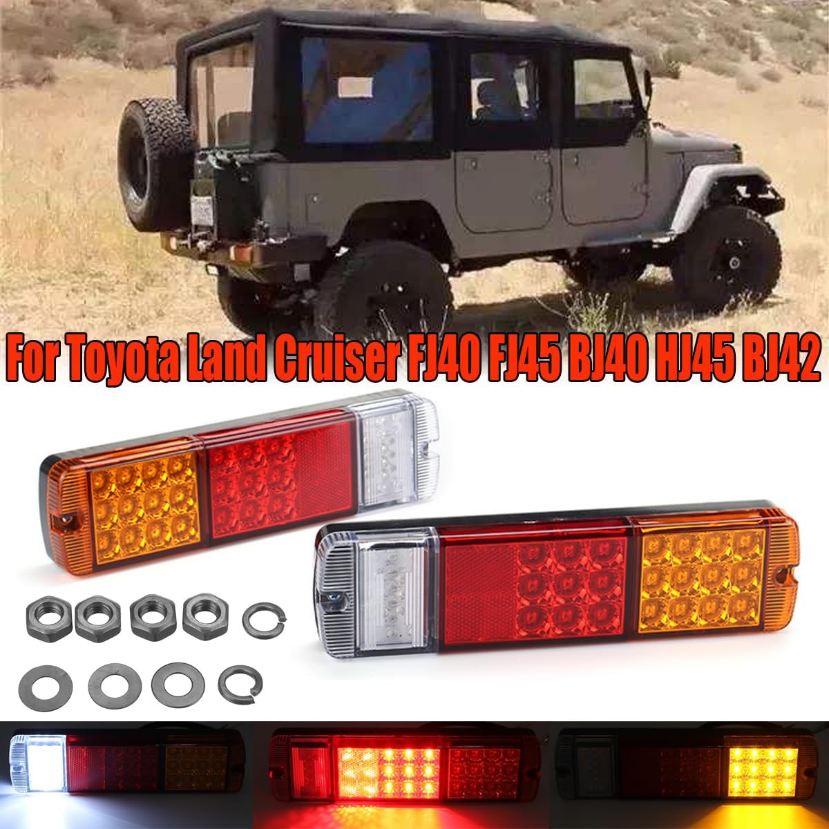 A Pair LED Tail Light Fits for Toyota Land Cruiser FJ40 FJ45 BJ40 HJ45 BJ42,LED Rear Tail Light Lamps for Toyota FJ40 Land Cruiser Rear Tail Lights