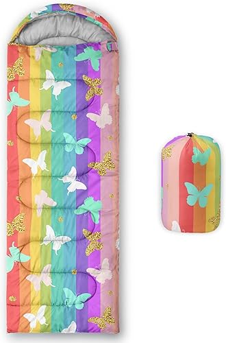 QOOMO Saco de dormir para camping, 3 estaciones, clima cálido y fresco, ligero, saco de dormir impermeable para adultos y niños, viajes y al aire