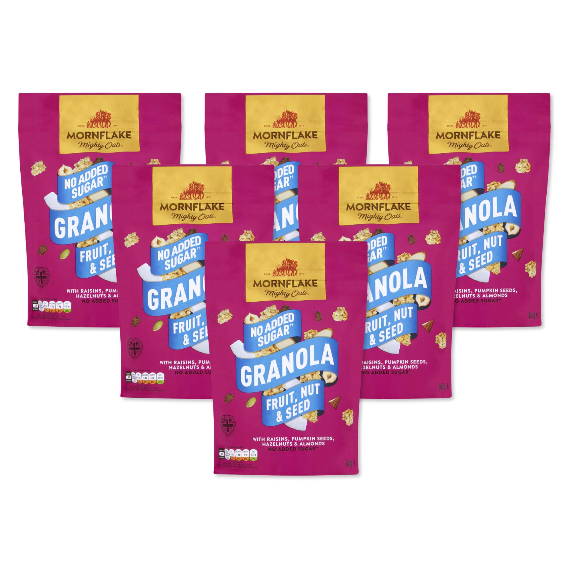 Sponsored Ad – Fruit, Nut And Seed Granola With No Added Sugar. 6x 500g Sachets. High Fibre Granola Cereal. Breakfast Cereal with Raisins, Pumpkin Seeds, Hazelnuts & Almonds (Pack of 6)