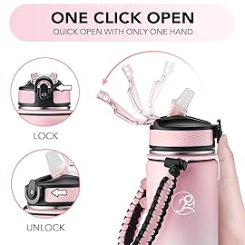 GOSWAG Insulated Sports Water Bottle, 24oz 2 Lids(with Straw/No Straw), Stainless Steel Water Bottles with Paracord Handle, Insulated Bottle with Double-Wall Vacuum Insulation