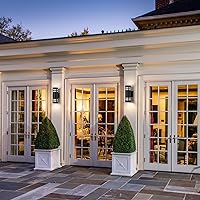 Vista 6 de mirrea Lámpara moderna de 12 pulgadas para porche al aire libre en 2 luces con cilindro de aluminio y cubierta de vidrio templado, aplique de pared