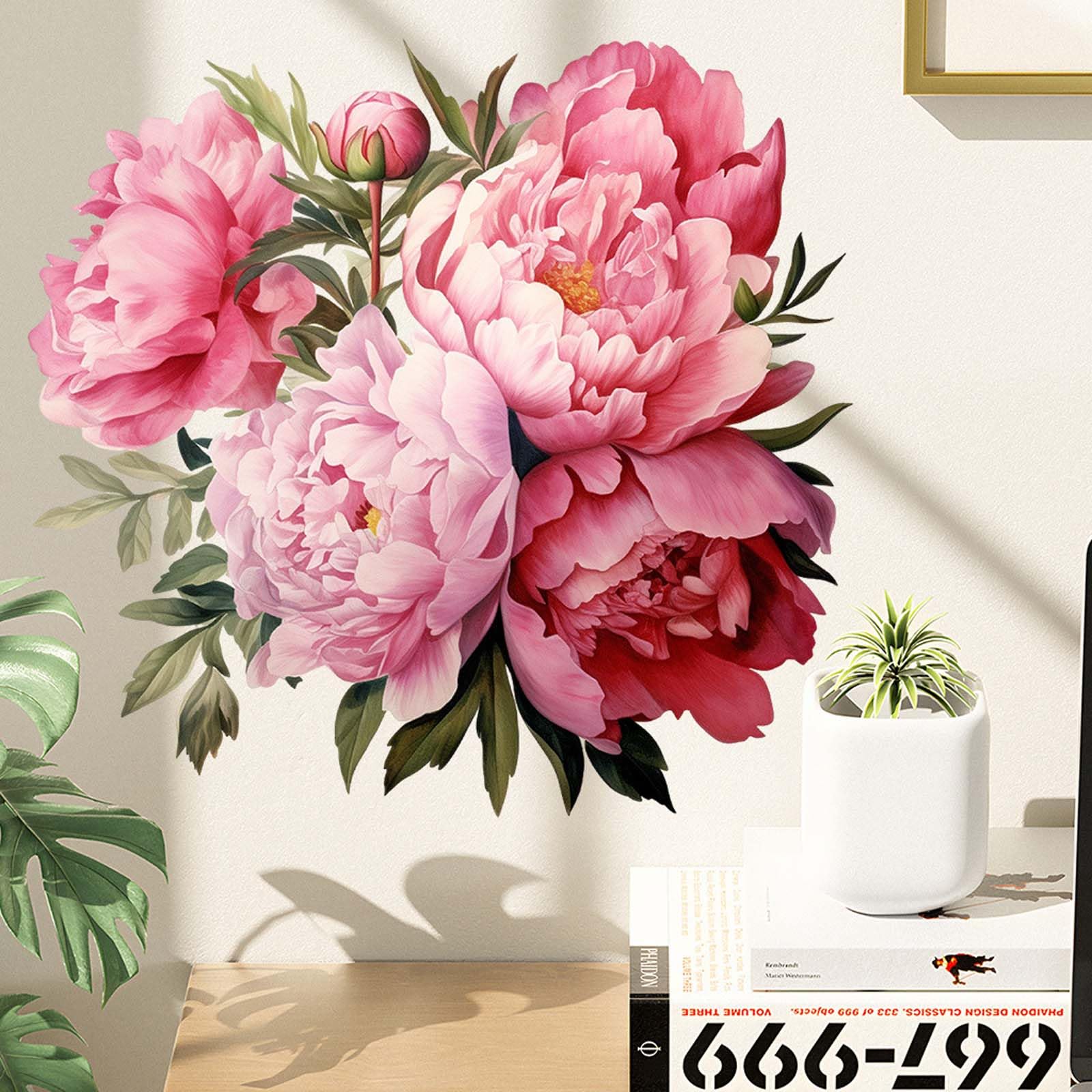 Graz Design - Adhesivo decorativo para pared (30 x 30 cm), diseño de peonía, flores y peonías, color rosa — view 6
