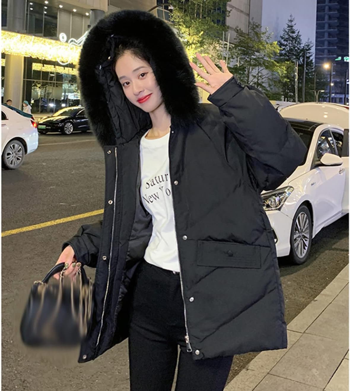 Rossaインポートロッサ フォックスファー付ロングコート anc