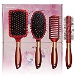 Meisheamin 4 Pcs Hair Brush Set, Includes Anti-Static Massage Oval Comb, Detangling Brush, Round Hair Brush, Vented Hair Brush, for Women, Men, and Kids