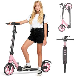 Kick Scooter with Dual Brakes for Kids Age 8+, Teens, Adults, Dual Suspension Foldable Lightweight Scooter with 8 Inch Big Wheels, Max Load 240 LBS Wide Deck - Amazon product rated Grade A
