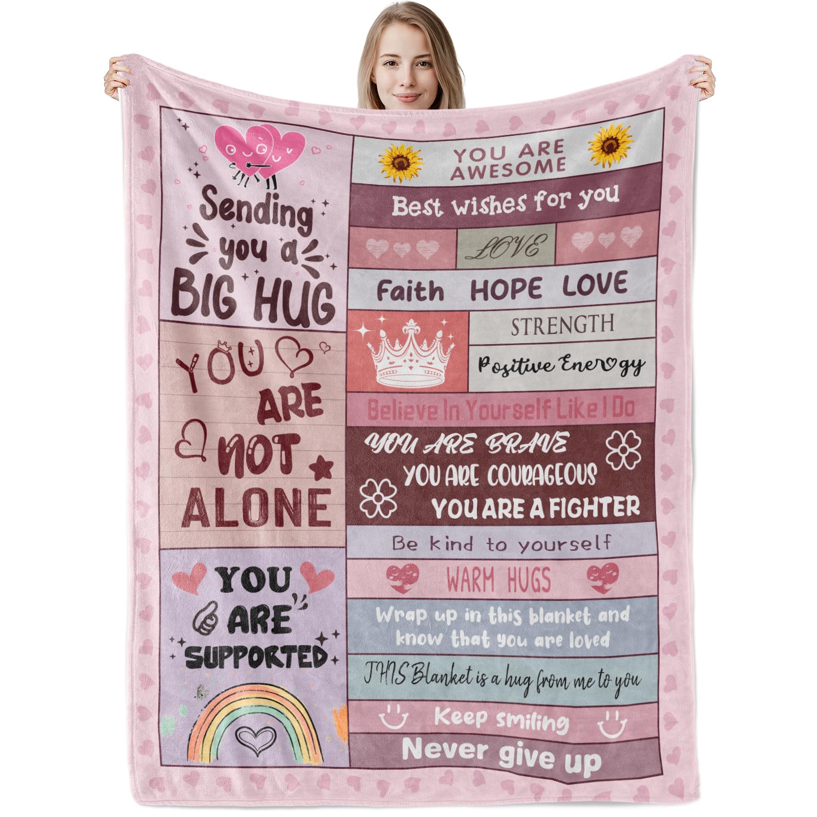 Sending You a Big Hug Get Well Soon Gift Blanket for Women Cheer Up Hug Blanket Thinking of You Gift for Coworker Friend