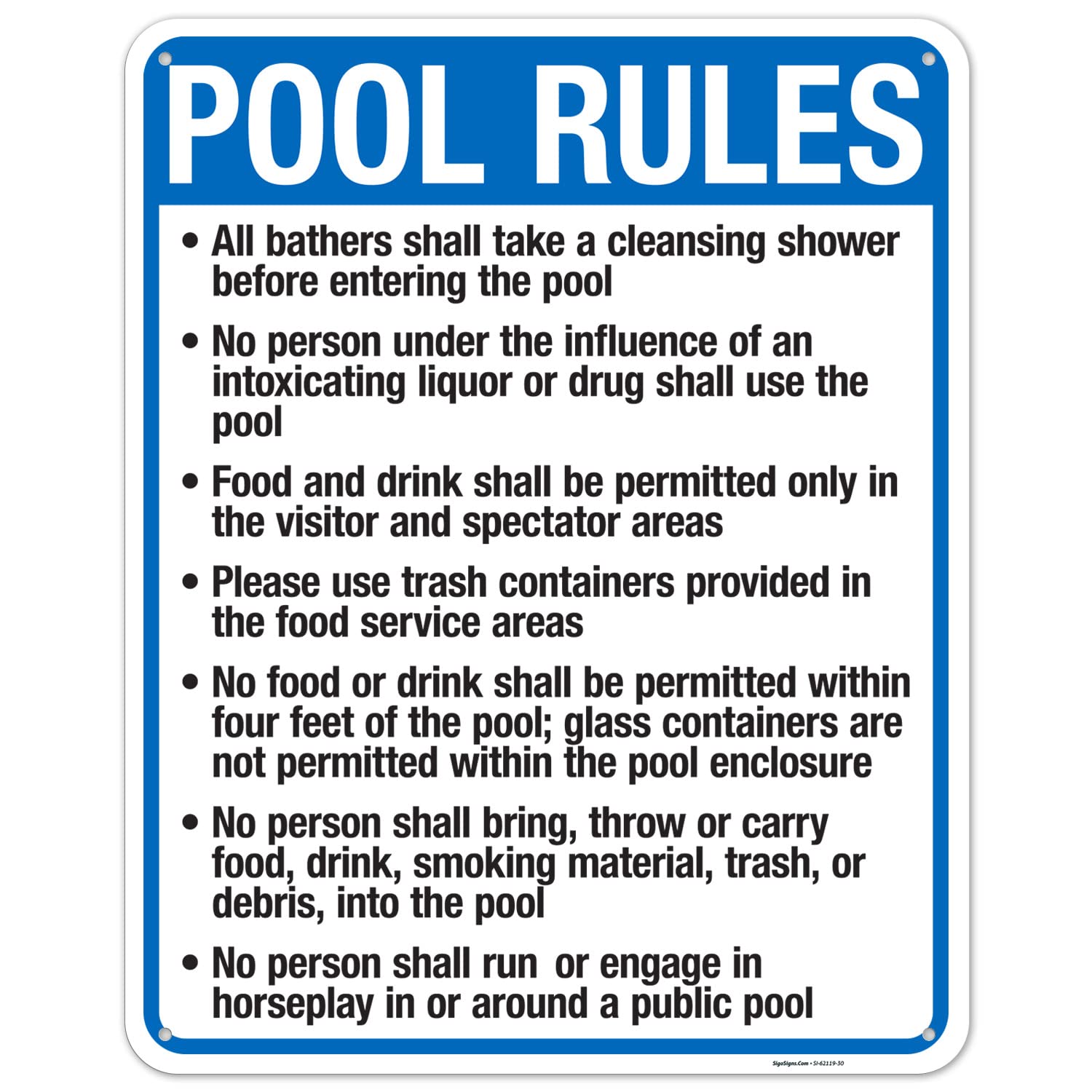 New Mexico Pool Rules Sign, Complies with State of New Mexico Pool Safety Code, 18x24 Inches, 55 mil Thick HDPS (high Density polystyrene), Made in USA
