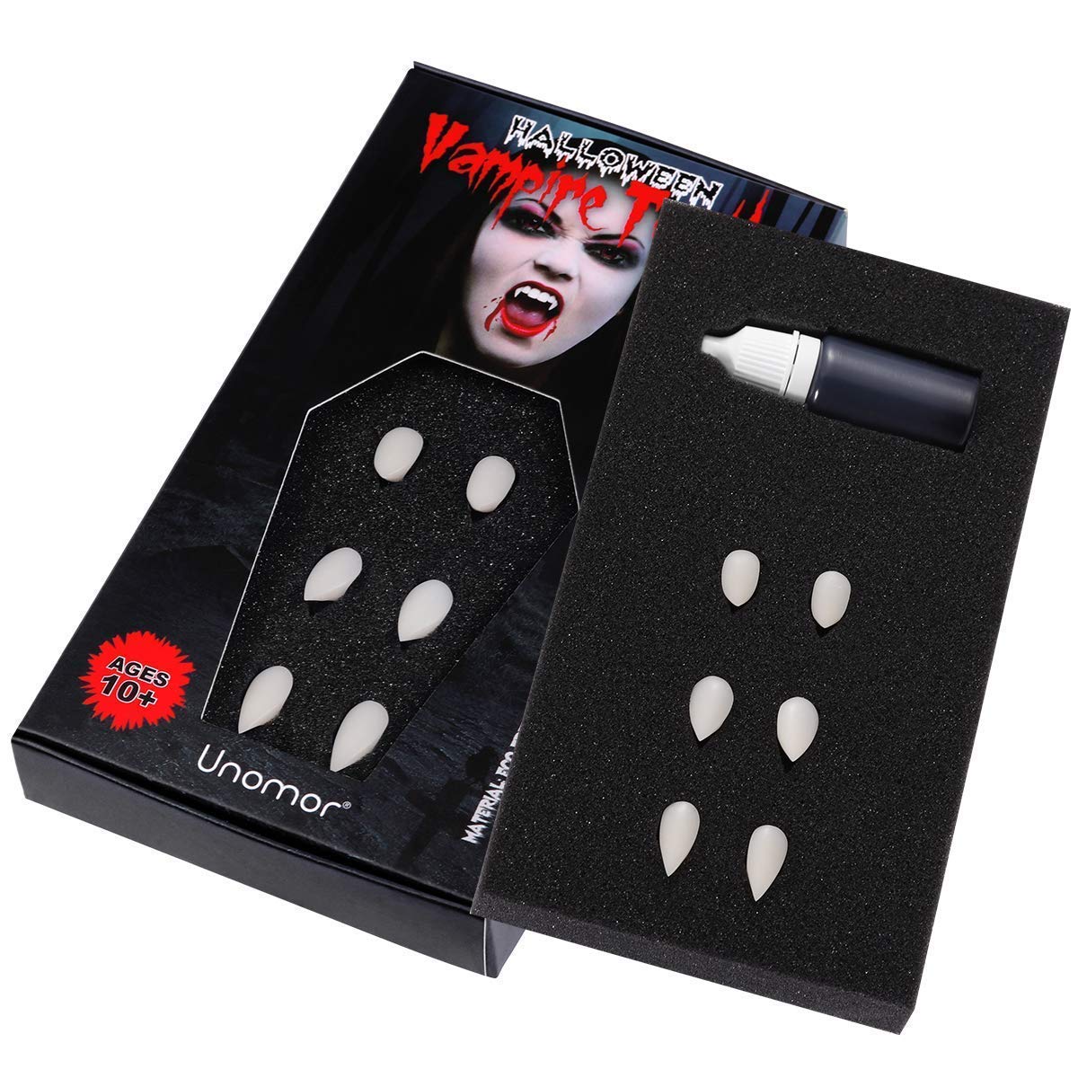 Kit de maquillaje de vampiro de Halloween con pintura blanca para rostro y cuerpo, sangre falsa y aplicador, juego de maquillaje SFX para heridas zombies, payasos, cosplay, efectos especiales Kit de maquillaje de vampiro de Halloween con pintura blanca para rostro y cuerpo, sangre falsa y aplicador, juego de maquillaje SFX para heridas zombies, payasos, cosplay, efectos especiales