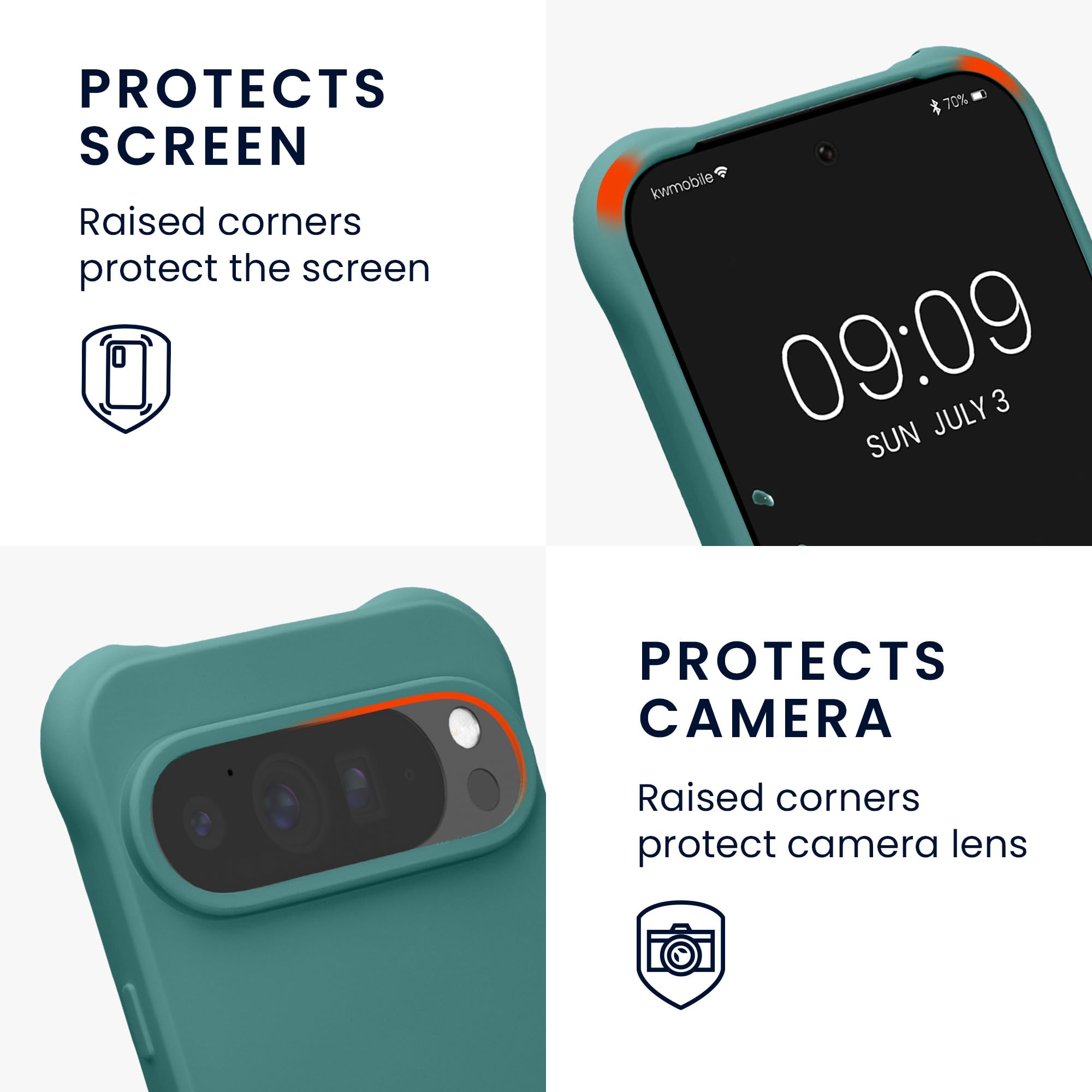kwmobile Etui z naszyjnikiem kompatybilne z Google Pixel 10 Pro XL - Silikonowe etui z obrożą naftową