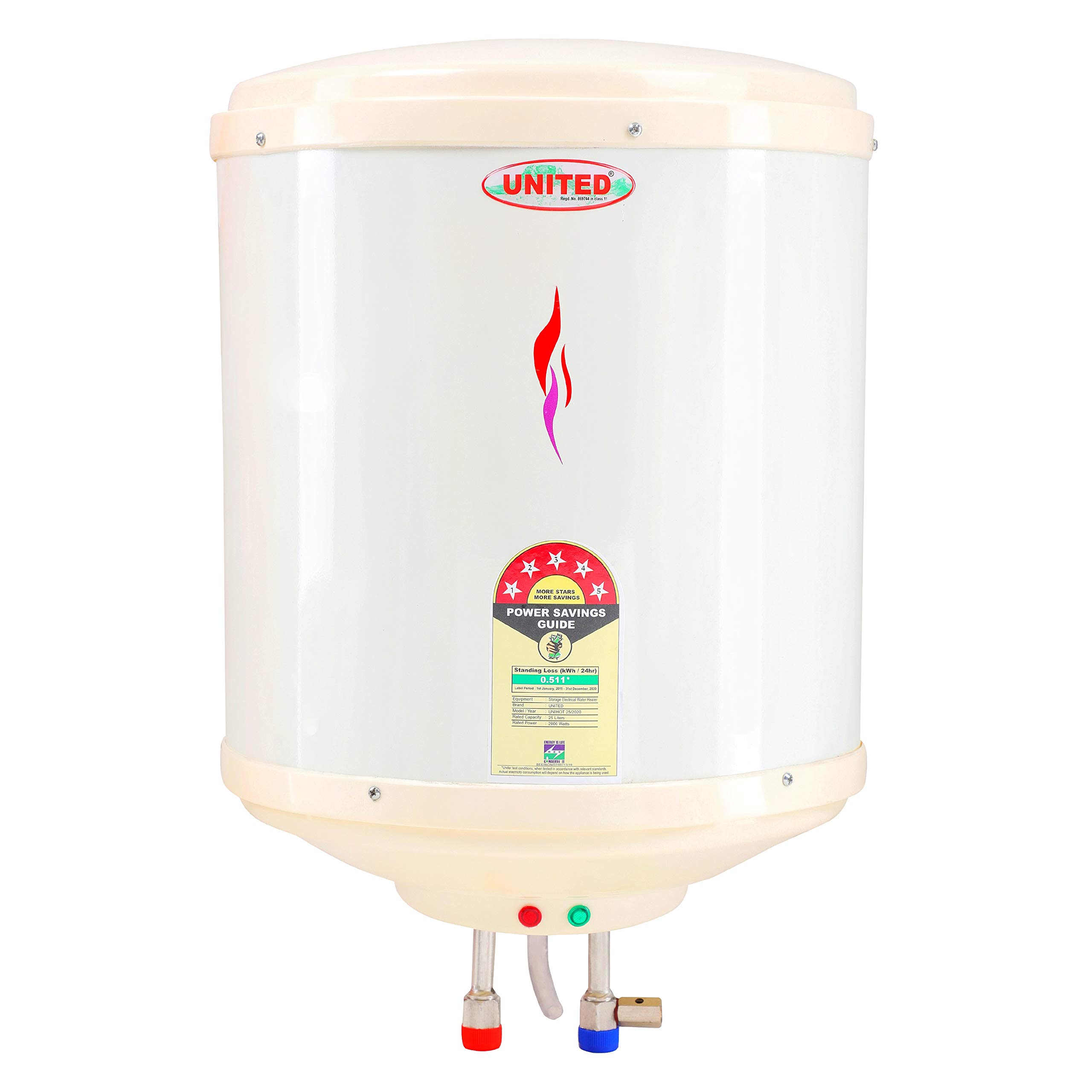 Buy United 25 L Storage 2 KVA 5 Star Rated 5 year element u0026 S.Steel Tank  Warranty Geyser (Ivory) Online at Low Prices in India - Amazon.in