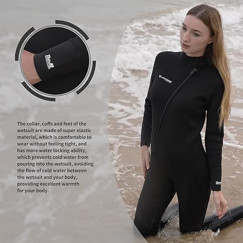 Miniatura 5 de LayaTone Trajes de neopreno para hombres y mujeres, traje de neopreno de 0.118 pulgadas (0.118 in), cuerpo completo, cremallera frontal, trajes