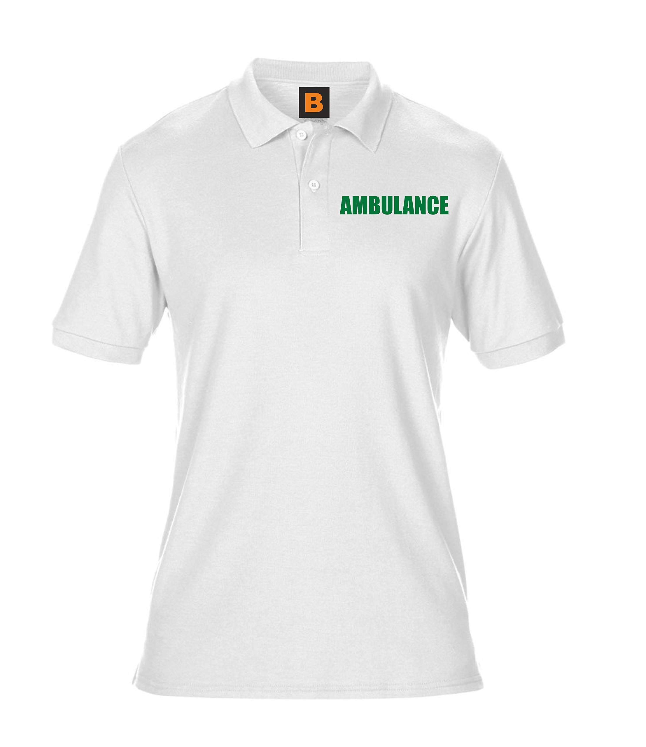 Brook Hi Vis Uk Unisex White Ambulance Printed Polo Shirt, Medical Clothing Large