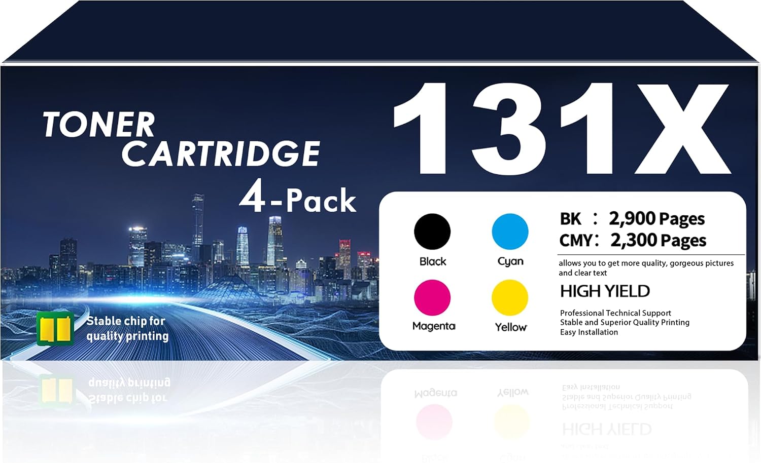 131X Toner Cartridges 4 Pack High Yield (Black, Cyan, Magenta, Yellow) Compatible for HP 131X 131A Works Color Laser Jet Pro 200 Color MFP M276n M276nw M251n M251nw M276 M251 Printer