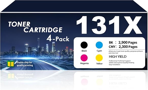 131X Toner Cartridges 4 Pack High Yield Black, Cyan, Magenta, Yellow | Compatible for HP 131X 131A Works Color Laser Jet Pro 200 color MFP M276n M276nw M251n M251nw M276 M251 Printer