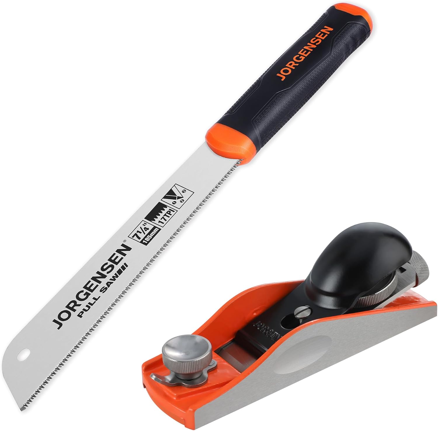 JORGENSEN Japanese Pull Saw, 7.25" Hand Saw Single Edge & JORGENSEN NO.60-1/2 6-1/4" Wood Planer