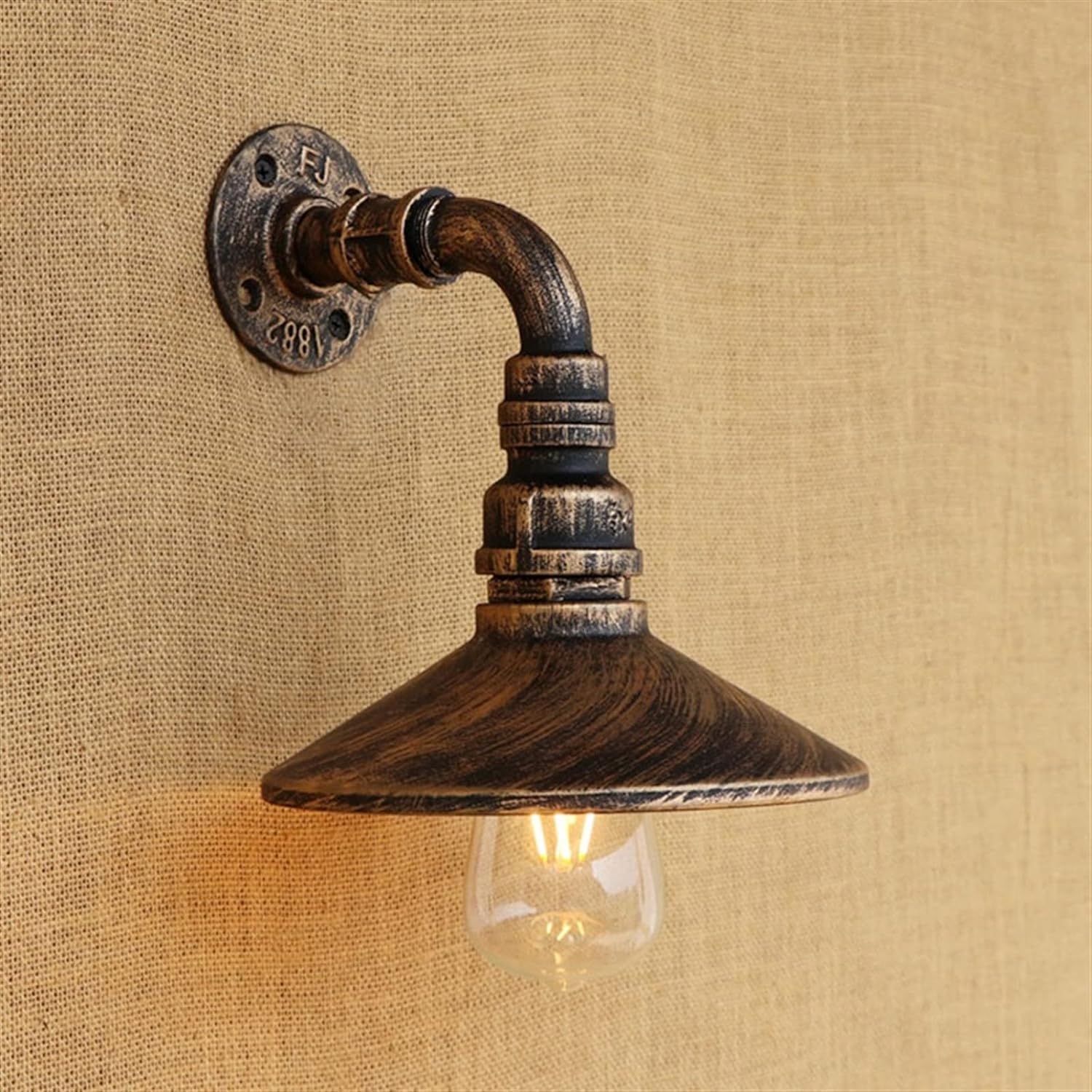 KBUUKYYXouy Wall Lamps Indoor European Wall LightStyle 4 Colors Retro Lampshade Wall Sconces Iron Water Pipe Compatible with Corridors Walkways E27 Wall Lamp,Silver(Brass)
