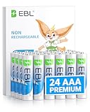 EBL AAA Batteries 24 Pack, 1.5V Alkaline Triple A Batteries, Long-Lasting Alkaline Power for All Your Devices, 10-Year Shelf Life Non-Rechargeable