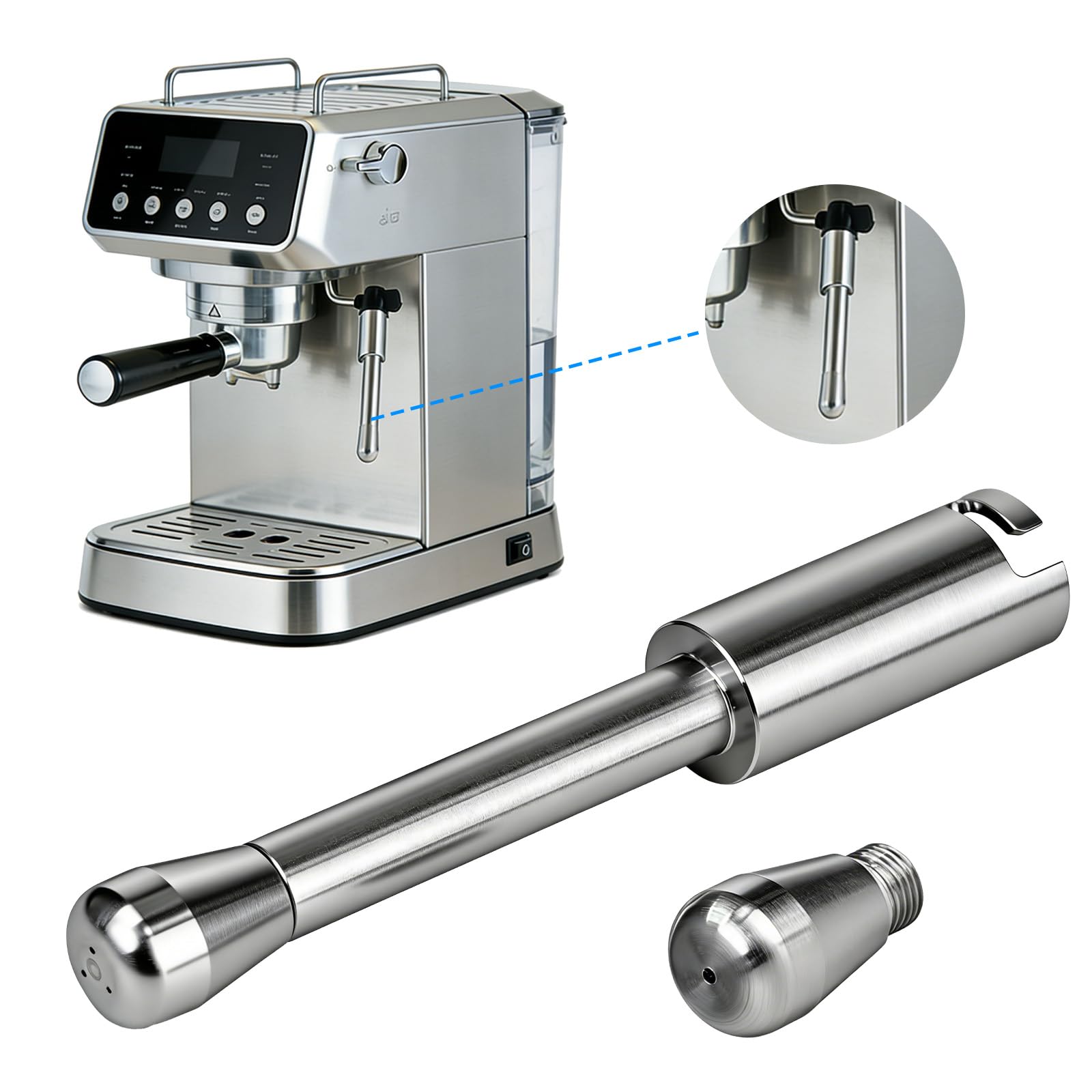 FARYODI Boquilla de vapor para cafetera de acero inoxidable 304, varios agujeros, intercambio de vapor, lanza de vapor para cafeteras con boquilla mejorada para cafetera EC685 - 3