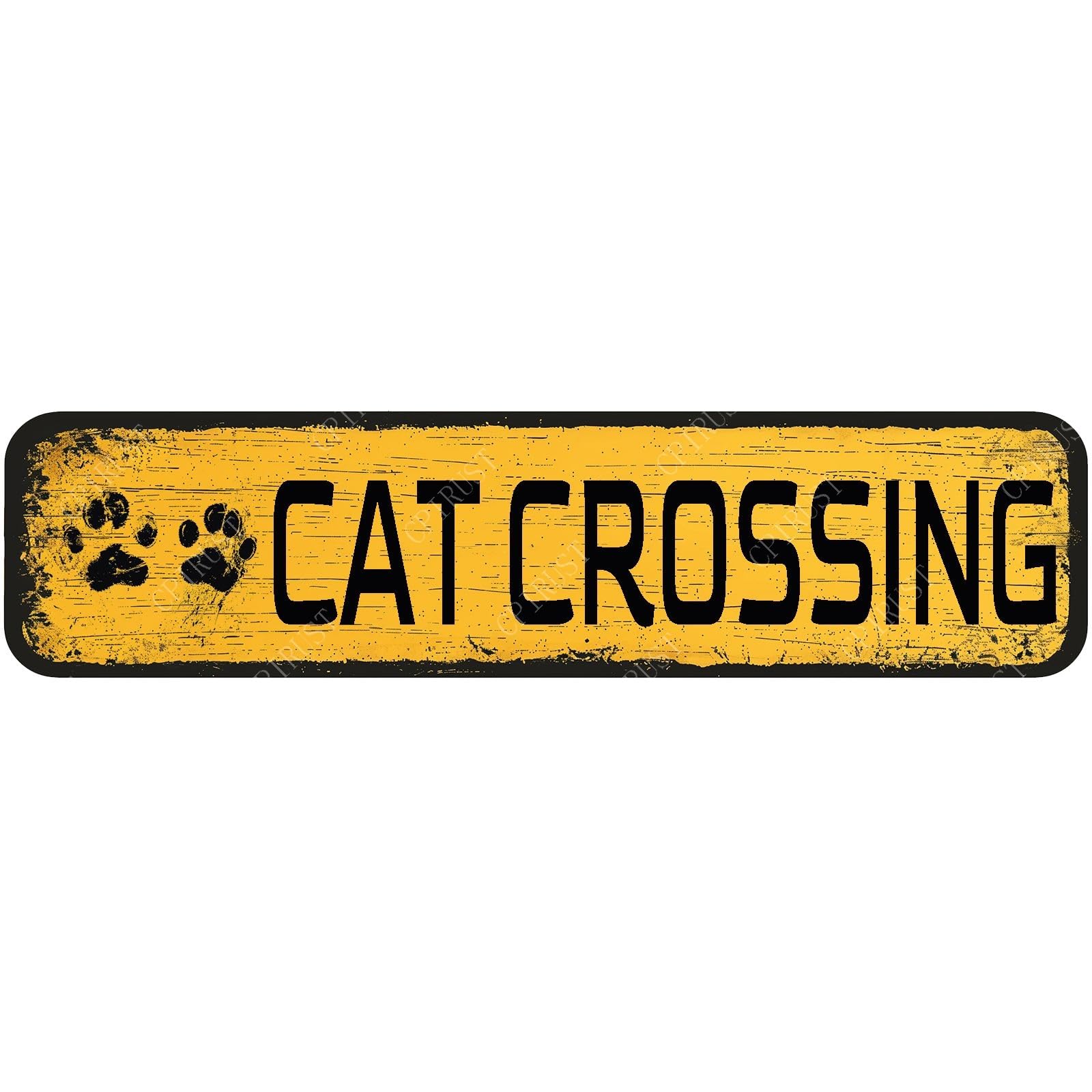 CATTITUDE CT - Cartello Stradale Vintage In Metallo Con Gatto Per Decorazione Da Parete - 40,6 X 10,2 Cm