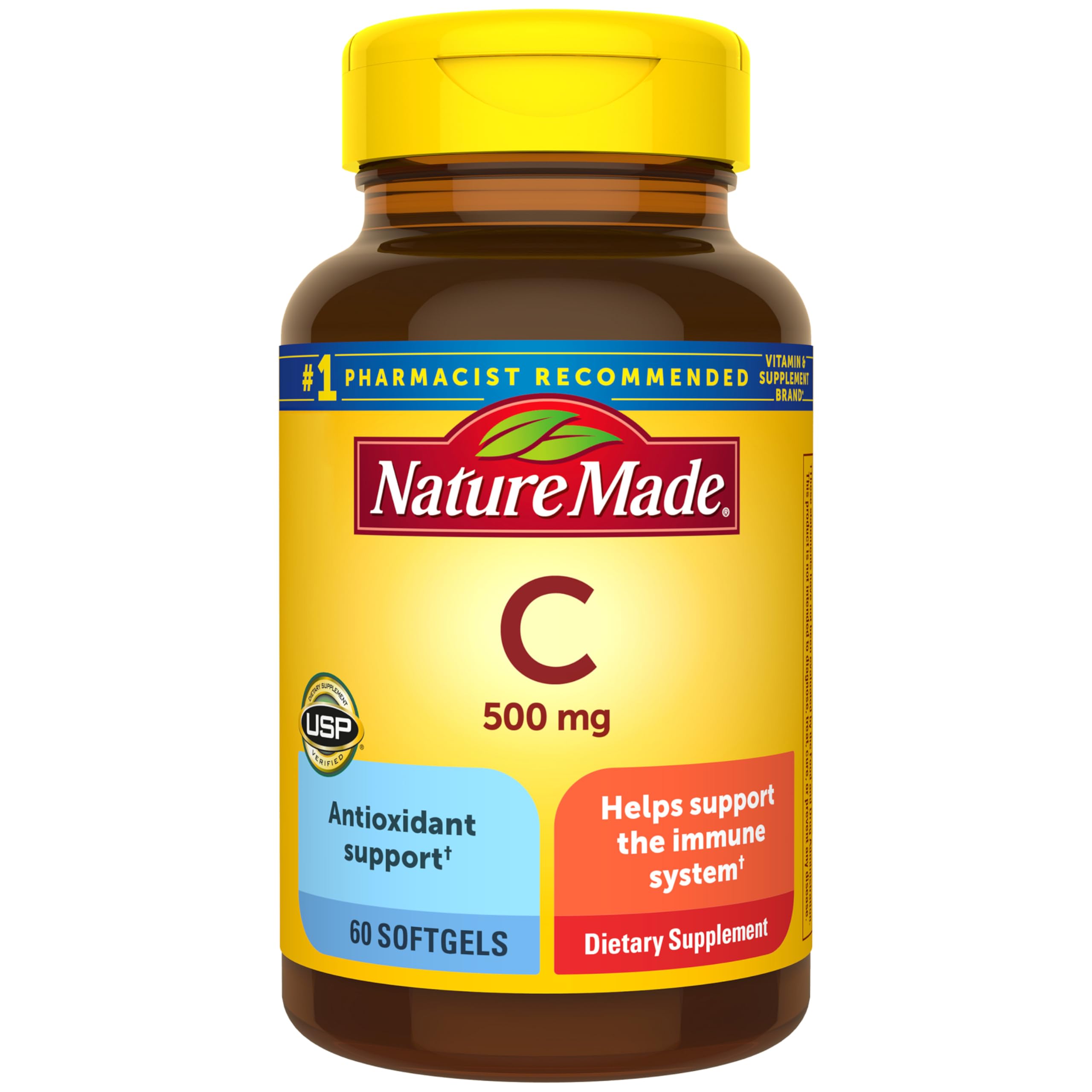 Nature Made Vitamin C 500 mg, Dietary Supplement for Immune Support, 60 Softgels, 60 Day Supply