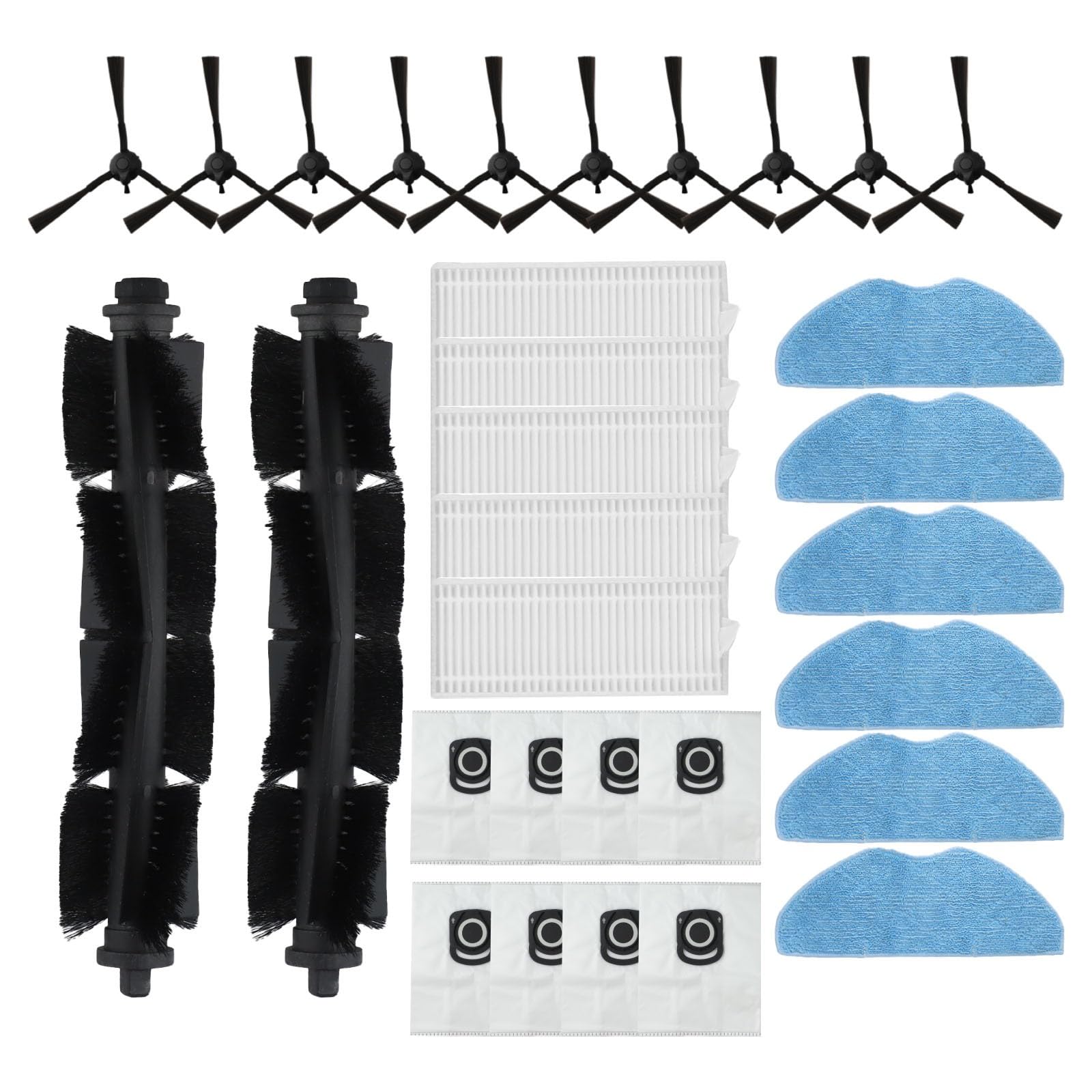 FUBESK Kit parti di ricambio per Tefal Per X-Plorer Serie 75 S+Rg8597W Robot Per Aspirapolvere, Spazzola Principale Spazzole Laterali Filtri Mop Salviette Sacchetti di Polvere Accessori Set Opzione
