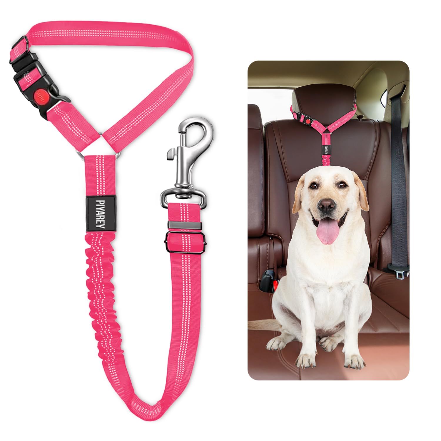 Car Dog Seat Belt Uk Headrest Dog Car Seat Belt Adjustable Dog Car Harness Pet Seatbelt Anti Shock Elastic Puppy Restraint Strong Leash Leads For Dogs Safety (PINK)