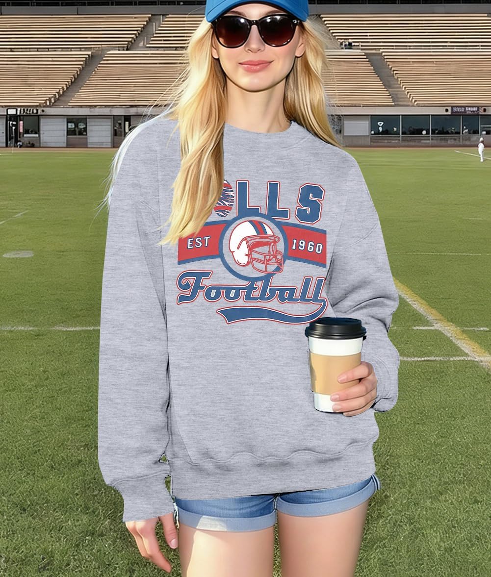 JINTING Football Sweatshirts Women Game Day: Football Letters Print Tee Game Day Long Sleeve Shirt Football Team Fans Tops - Image 5