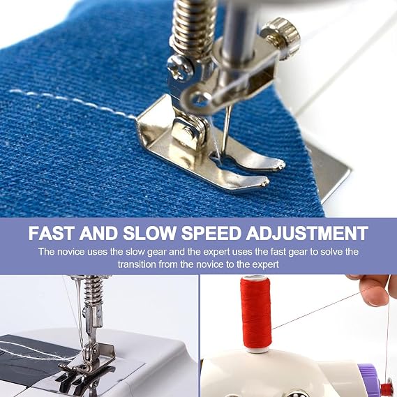 Electronic Sewing Machine, Mini Machine Double Thread 2-Speed With Pedal For Clothing, Curtains, Handicrafts