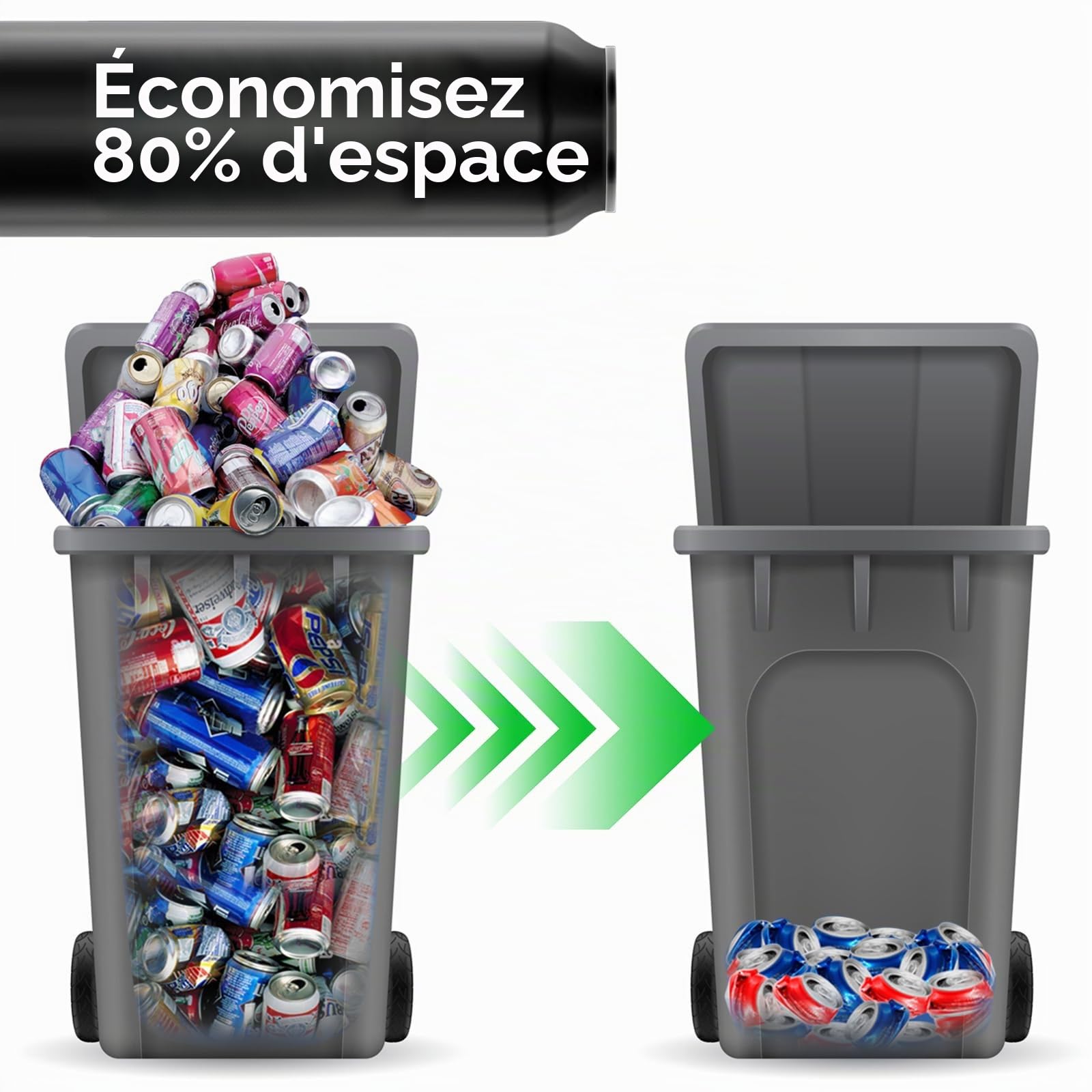 JAOGAUS Broyeur de Canettes Electrique, Recyclage Automatique des Canettes en Aluminium de 6à 18 oz, Modes Automatique et Manuel, Recyclage des Canettes Soda, et des Bouteilles d'eau en Plastique