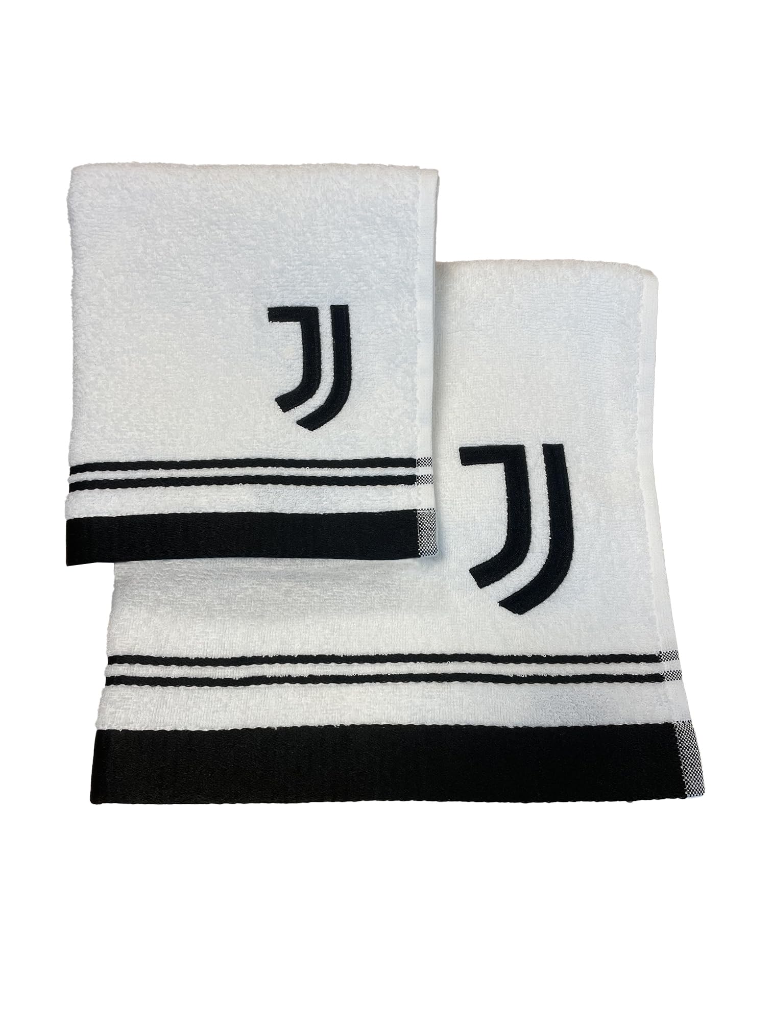 Juventus ręczniki kąpielowe, zestaw 2 ręczników kąpielowych, ręcznik do twarzy, ręcznik bidet, oficjalny produkt, 100% bawełna, 2-częściowy zestaw, biały czarny