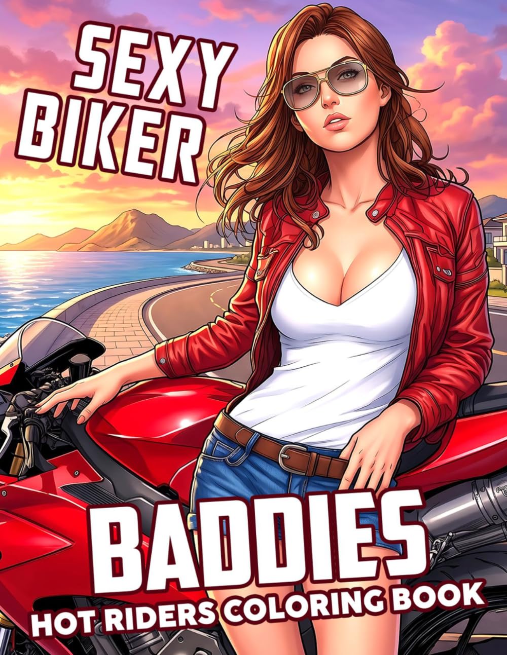 Sexy Biker Baddies Coloring Book: Sensual Beautiful Rider Coloring Pages With Erotic and Alternative Style Illustrations For Adults Anxiety Relieving