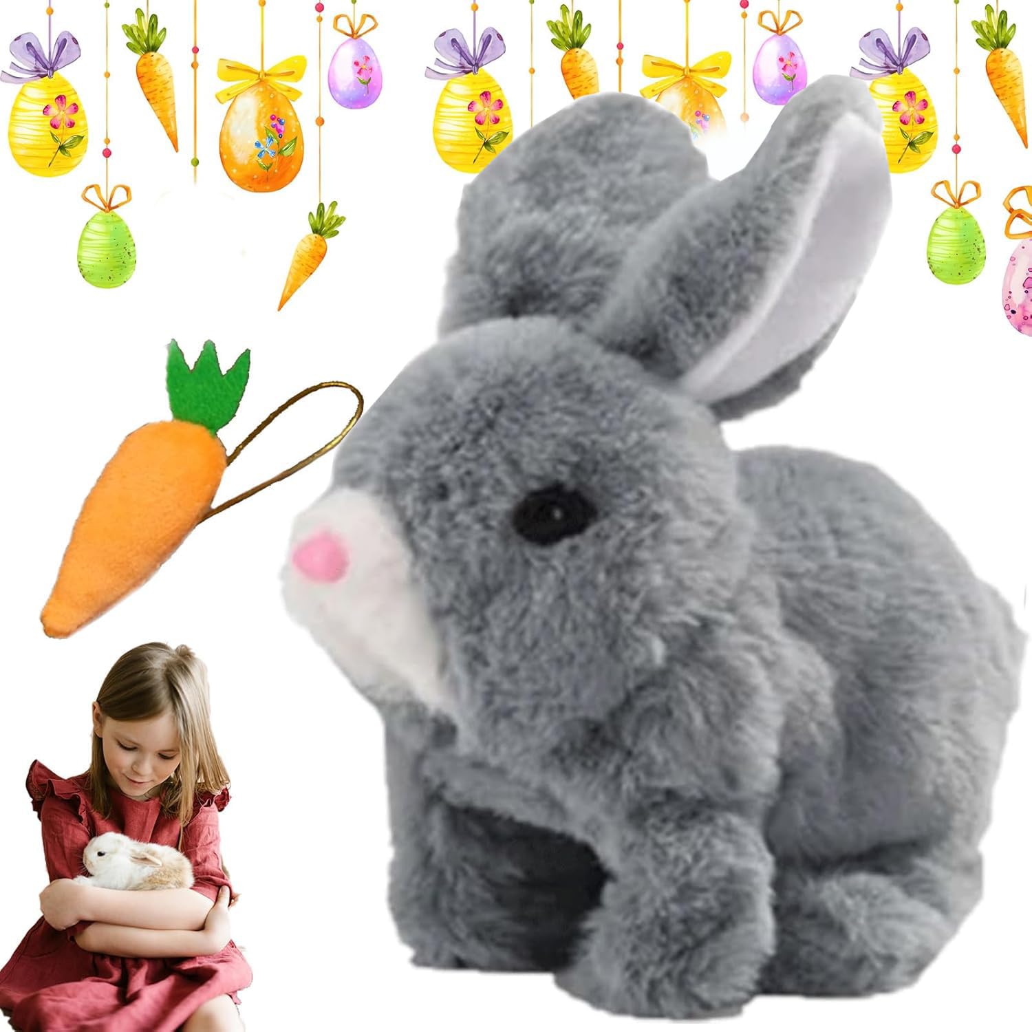 Lapin Interactif Réaliste - Jouet En Peluche électronique - Saute, Tremble Et Bouge Les Oreilles - Cadeau Pour Enfants