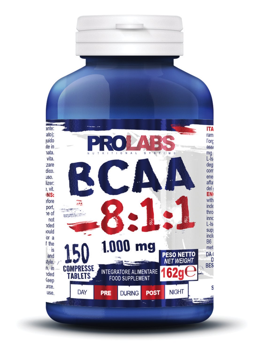 PROLABS – Bcaa Aminoacidi Ramificati Compresse 8.1.1, Amminoacidi 100% Veg con Vitamina B6, B1 e L-Leucina (8 parti) Crescita e Recupero Muscolare, Integratore Post e Pre Workout, 150 Tablet (1000 mg)