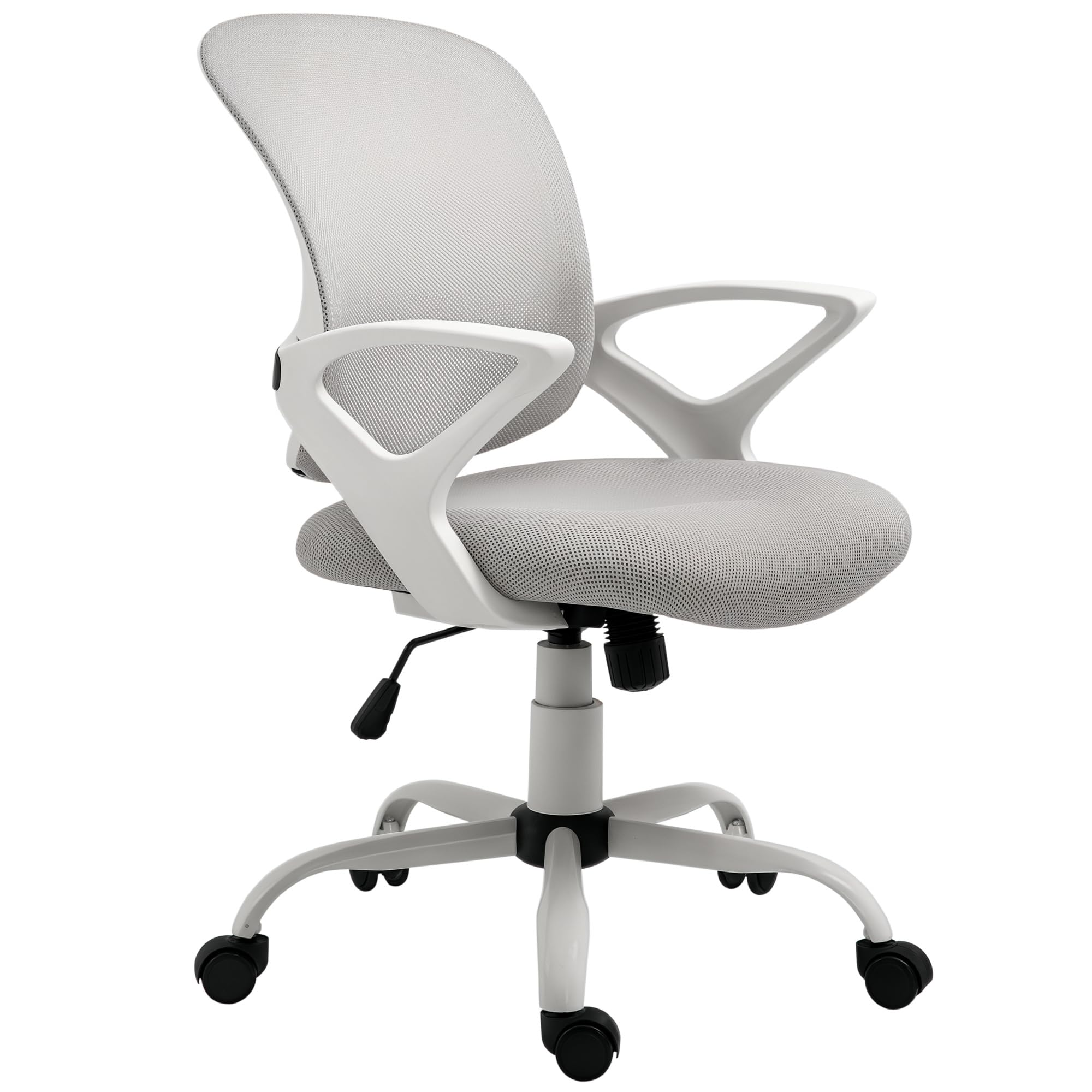 Vinsetto Silla de Oficina Silla de Escritorio de Malla Transpirable Basculante con Altura Ajustable Asiento Giratorio 360° y Soporte Lumbar 61x61x89-​99 cm Gris