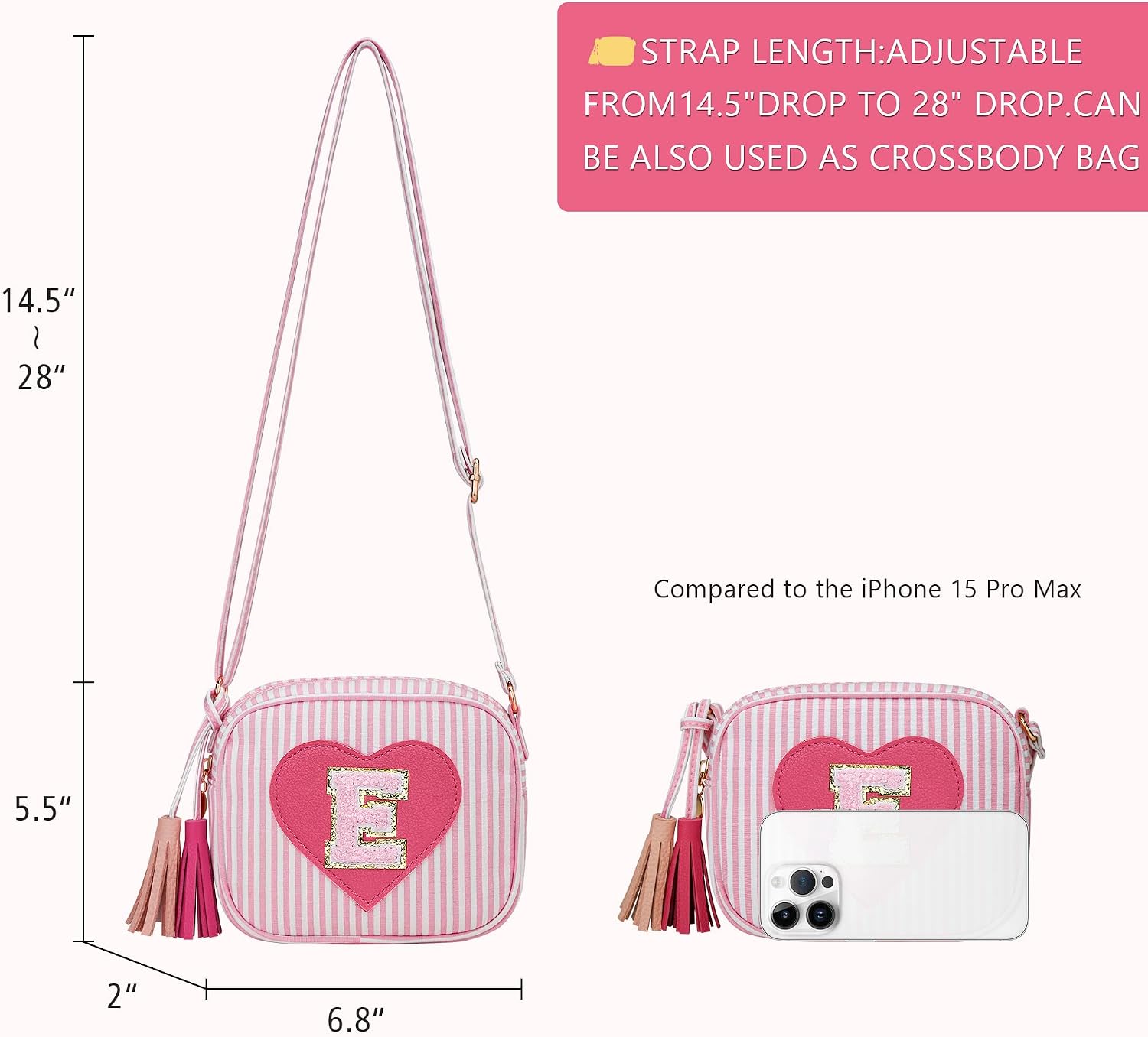 Birthday Gifts for Girls Personalized Toddler Purse Initial Kids Purse Crossbody Bag for Little Girl(Pink-E)