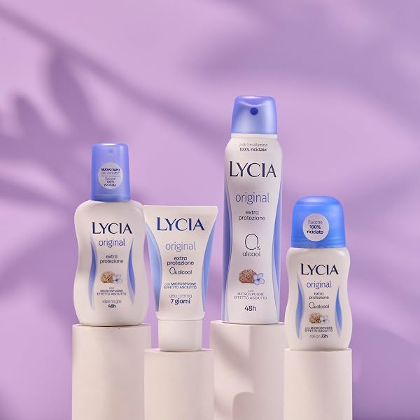 Lycia, Original Crema Deodorante con Antibatterico e Microspugne Effetto Asciutto per una Sensazione di Freschezza Durevole, Efficace fino a 7 Giorni, Senza Alcool, 30 ml - 4