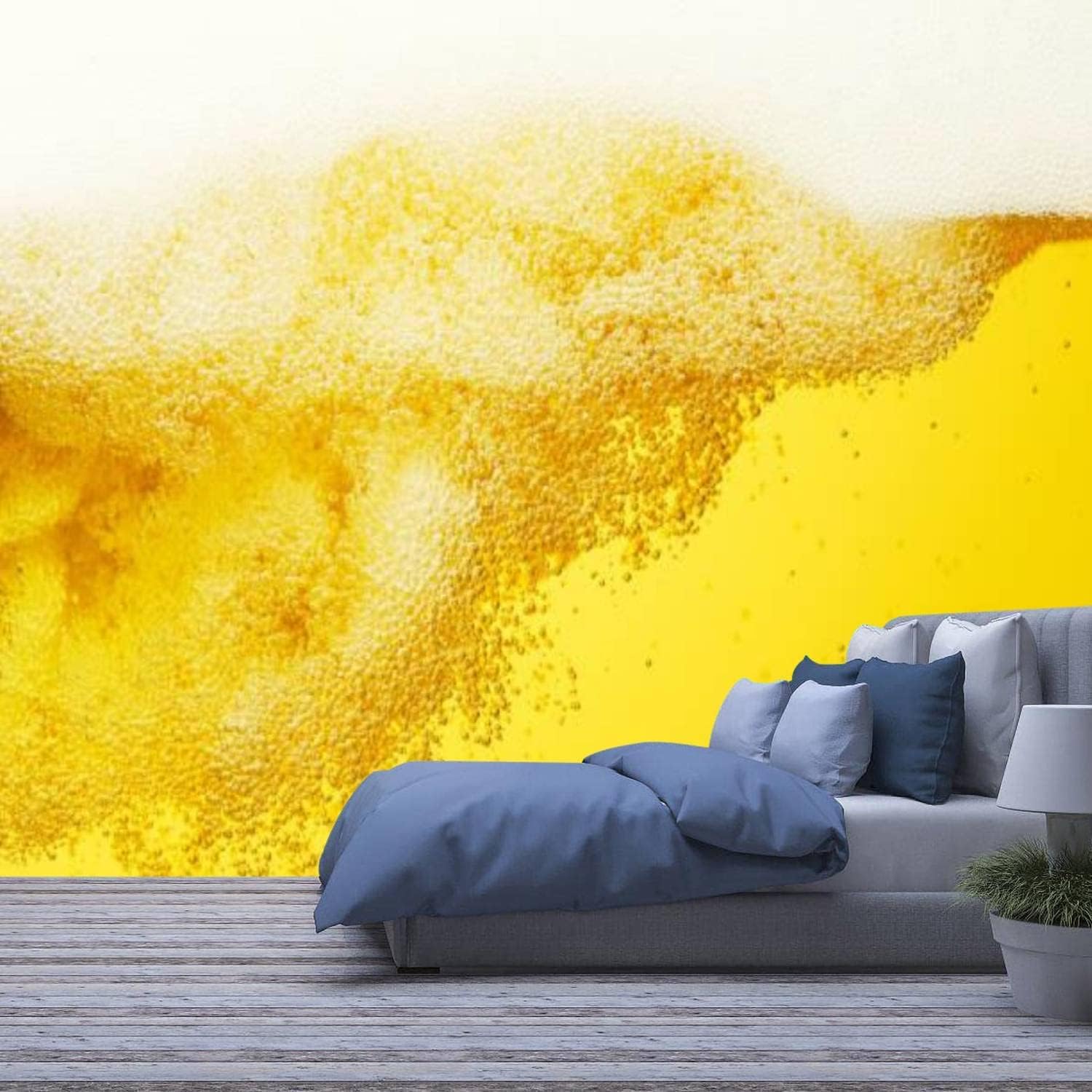 Mousse de bière papier peint 3D amovible pour masquer un mur et décorer un salon