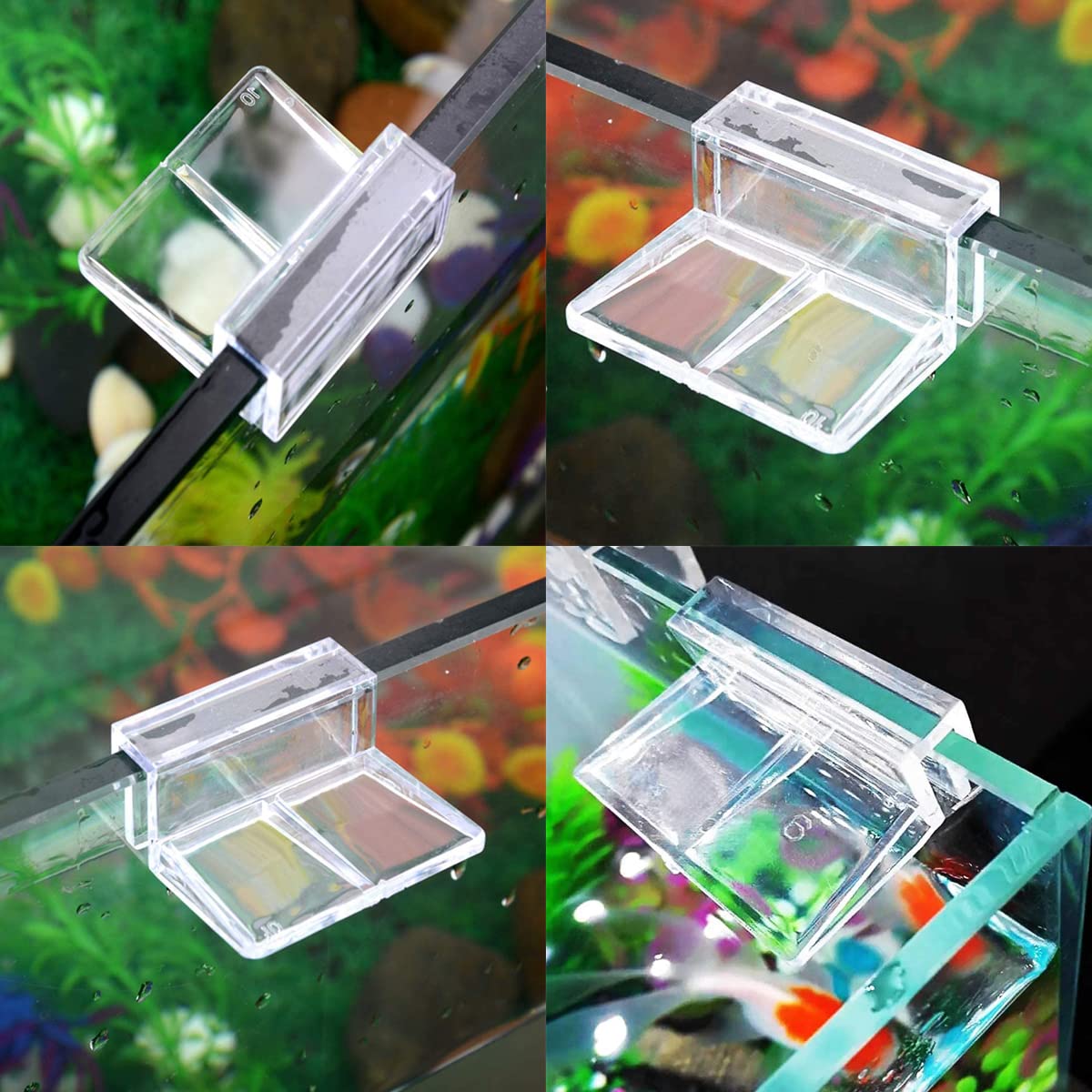 GHEART Clips de Protection en Verre pour Aquarium,Clips de Support d'aquarium,Supports en Acrylique,Pince Support de Réservoir de Poisson Accessoire pour d’Aquarium(Verre de 6 mm d'épaisseur),4 PC