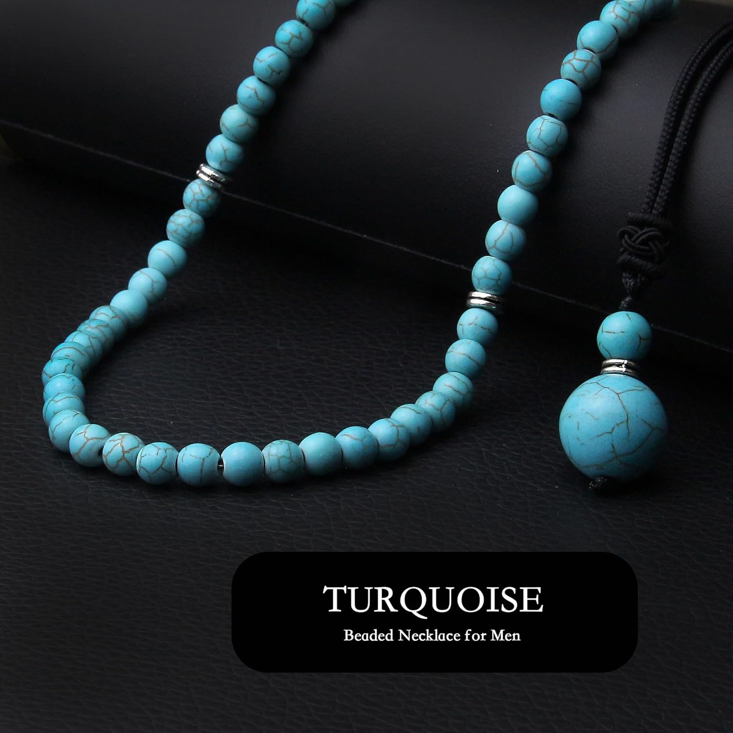 2Pcs Beaded Necklace for Men - Protection Necklace Men Choker Necklaces Obsidian Beads Pendant Jewelry Gifts for Men - Image 5