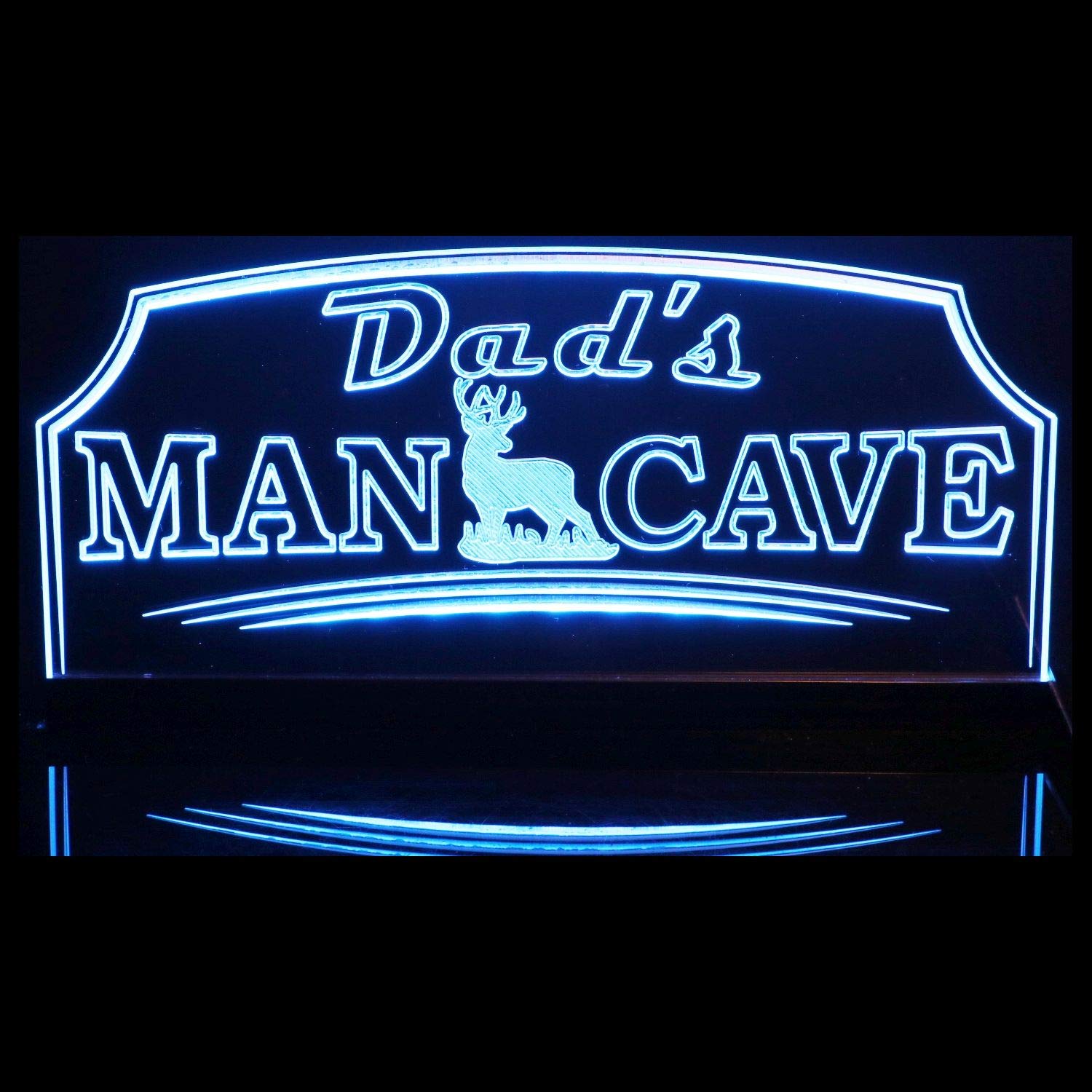 Dads Man Cave Deer Fathers Garage Acrylic Lighted Edge Lit LED Sign Desk Style, or Flat to The Wall Mount 11-21" 15-30 LEDs 9 Ft Cord Light Up Plaque 11316 Made in USA