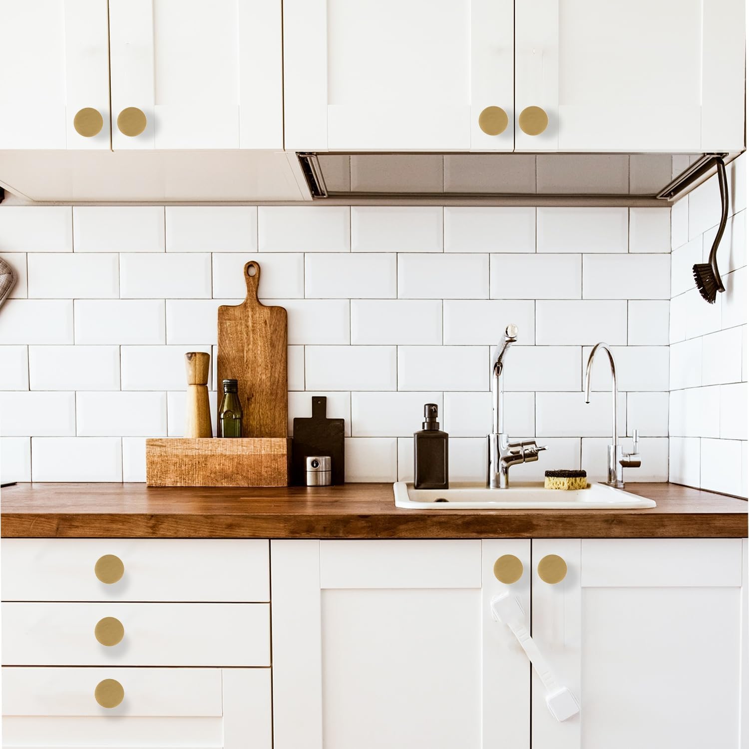 RZDEAL 1.18 Inch Round Gold Knobs for Dresser Knurled Drawer Handles Pulls Solid Brass Cabinet Knobs,10 Pack