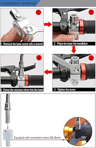 Miniatura 9 de 1 par de espejos para bicicleta, espejo retrovisor de gran visión para bicicleta con ángulo múltiple ajustable, estilo garra de calavera